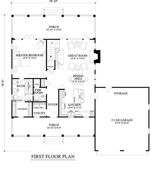 Architectural House Design - Farmhouse Floor Plan - Main Floor Plan #137-273
