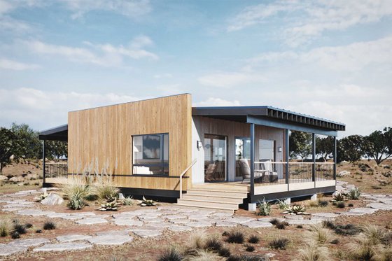 Exterior - Rear Elevation for Cabin House Plan #924-24 - 2 bed, 1 bath