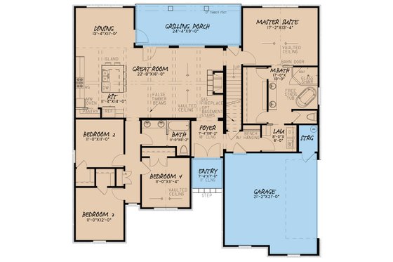 Floor Plan - Main Floor 1 for European House Plan #923-28 - 4 bed, 3 bath
