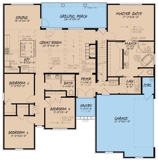 Architectural House Design - European Floor Plan - Main Floor Plan #923-28