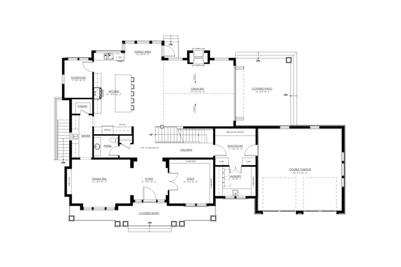 House Design - Floor Plan - Main Floor for Colonial House Plan #1114-18 - 3 bed, 3.5 bath
