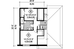 Floor Plan - Upper Floor for Contemporary House Plan #25-4283 - 2 bed, 1 bath