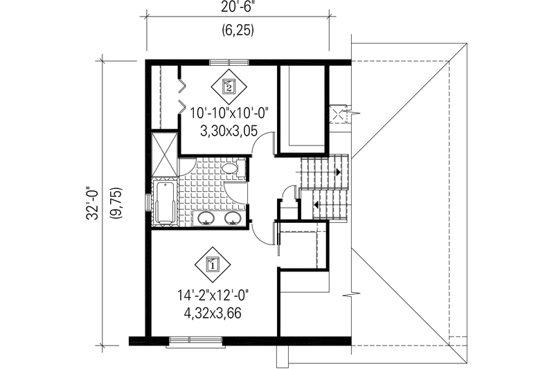 Dream House Plan - Floor Plan - Upper Floor for Contemporary House Plan #25-4283 - 2 bed, 1 bath