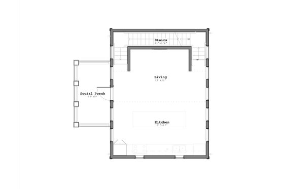 Floor Plan - Main Floor for Craftsman House Plan #926-1 - 1 bed, 1.5 bath