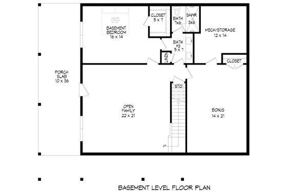 Floor Plan - Lower Floor for Country House Plan #932-1014 - 5 bed, 3.5 bath