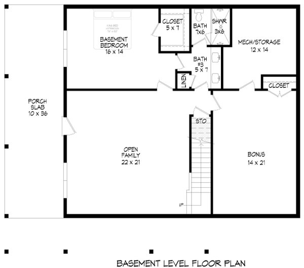 Country Floor Plan - Lower Floor Plan #932-1014