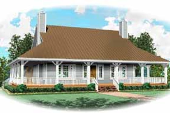 Exterior - Front Elevation for Country House Plan #81-103 - 3 bed, 2.5 bath