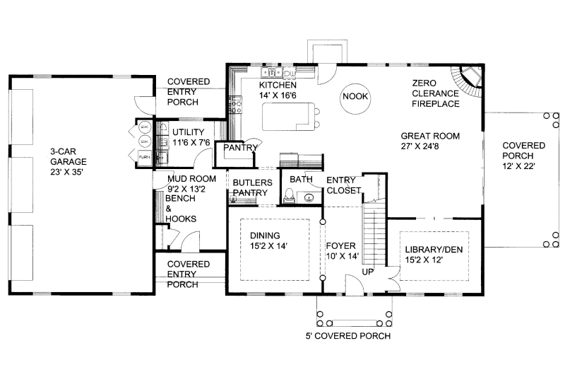 Dream House Plan - Floor Plan - Main Floor for Traditional House Plan #117-795 - 4 bed, 2.5 bath
