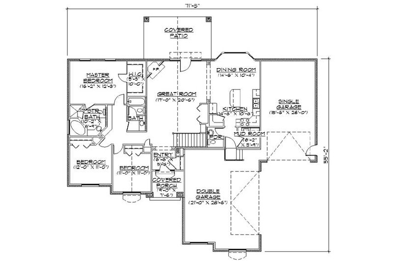 Dream House Plan - Floor Plan - Main Floor for Ranch House Plan #5-244 - 3 bed, 2.5 bath