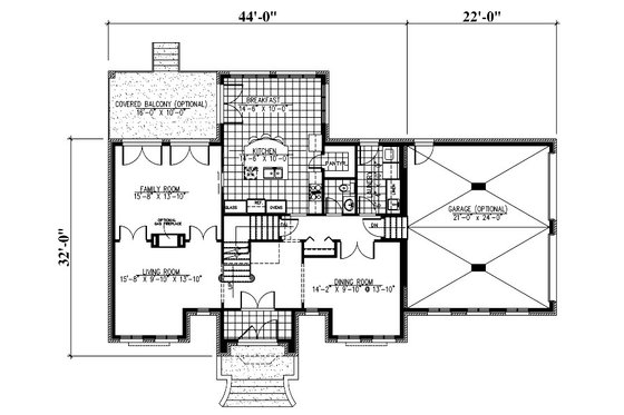 Floor Plan - Main Floor for European House Plan #138-337 - 3 bed, 2.5 bath