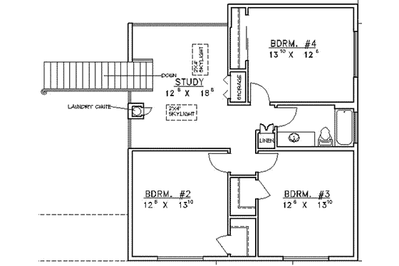 Floor Plan - Upper Floor for Traditional House Plan #117-224 - 4 bed, 4 bath