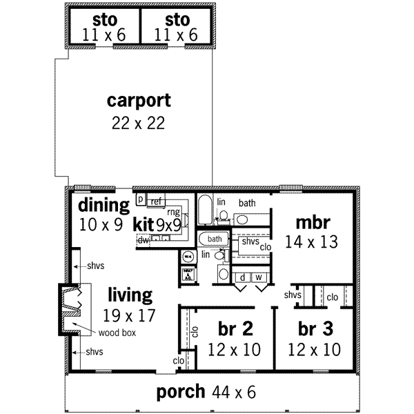 House Blueprint - Cottage Floor Plan - Main Floor Plan #45-244