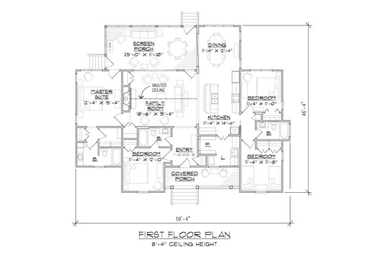 Floor Plan - Main Floor for Traditional House Plan #1054-101 - 4 bed, 3 bath
