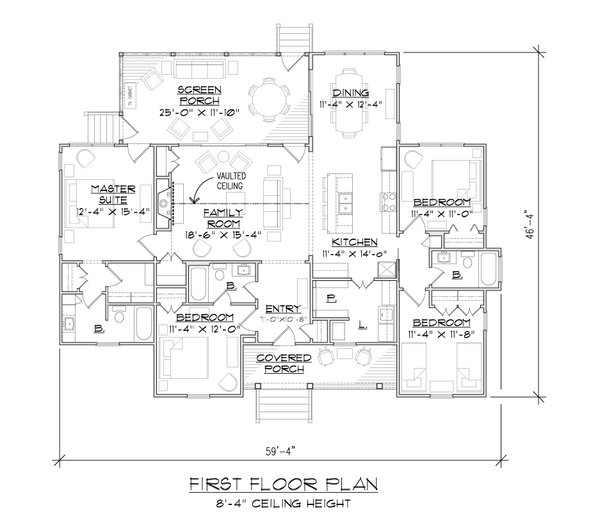 Dream House Plan - Floor Plan - Main Floor for Traditional House Plan #1054-101 - 4 bed, 3 bath