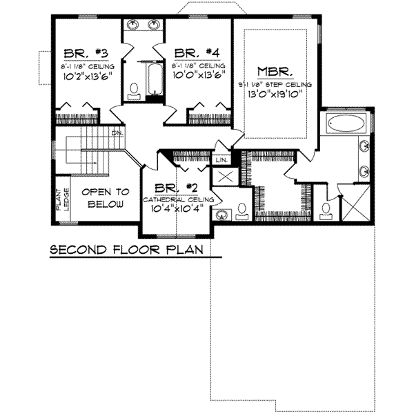 Dream House Plan - Traditional Floor Plan - Upper Floor Plan #70-733