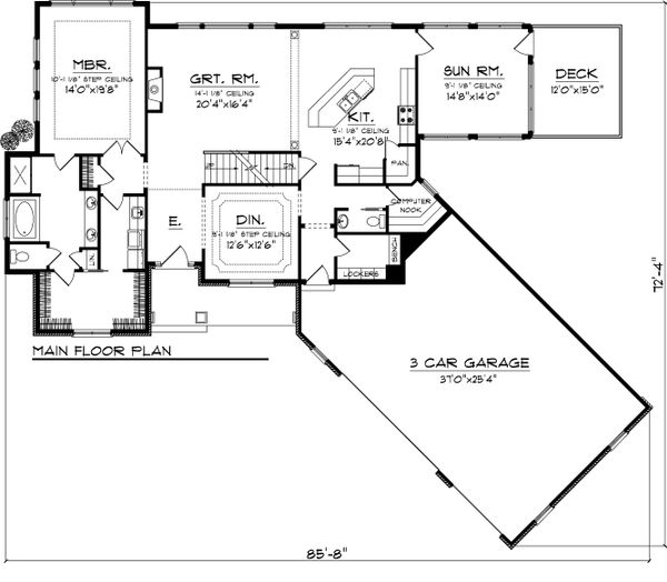 Architectural House Design - Craftsman Floor Plan - Main Floor Plan #70-1059