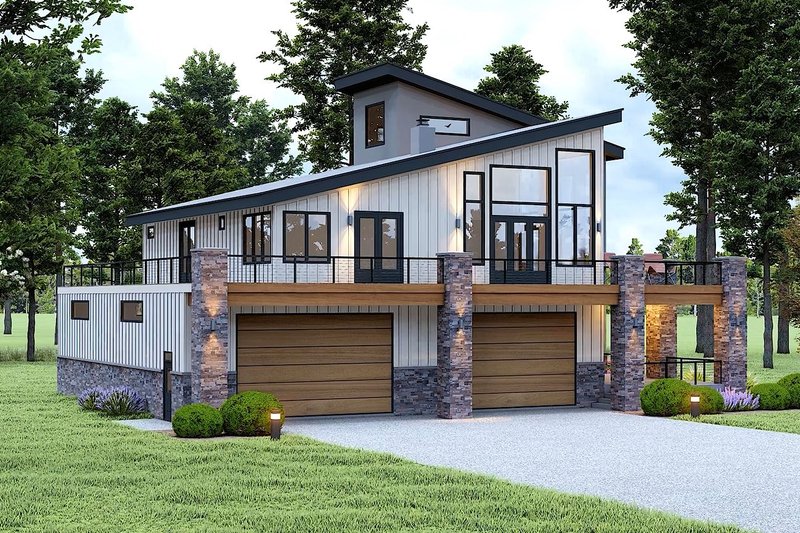 House Blueprint - Contemporary Exterior - Front Elevation Plan #932-1266
