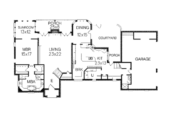 Floor Plan - Main Floor for European House Plan #15-216 - 3 bed, 2.5 bath