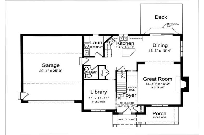Architectural House Design - Floor Plan - Main Floor for Traditional House Plan #46-475 - 4 bed, 2.5 bath