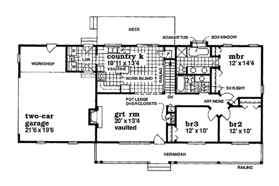 Floor Plan - Main Floor for Ranch House Plan #47-331 - 3 bed, 2 bath