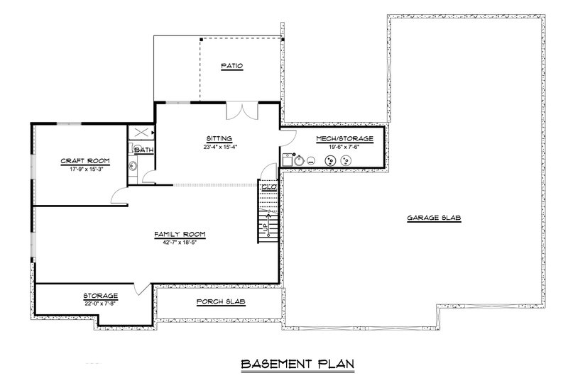 House Plan Design - Floor Plan - Lower Floor for Craftsman House Plan #1064-36 - 3 bed, 2.5 bath
