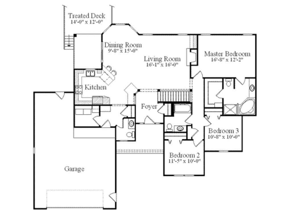 Bungalow Style House Plan - 3 Beds 3 Baths 1623 Sq/Ft Plan #49-270 ...