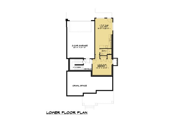 Floor Plan - Lower Floor for Contemporary House Plan #1066-100 - 5 bed, 4 bath