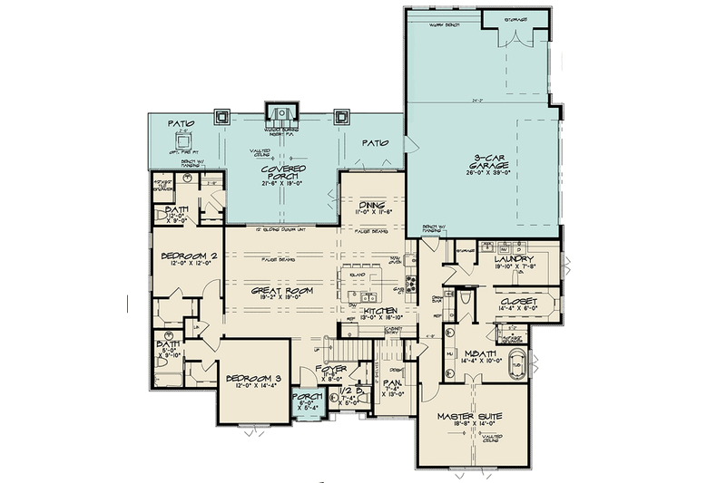 Home Plan - Floor Plan - Main Floor for Contemporary House Plan #923-125 - 3 bed, 4.5 bath