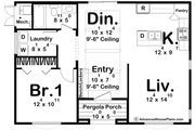Adobe / Southwestern Style House Plan - 1 Beds 1 Baths 834 Sq/Ft Plan #455-449 