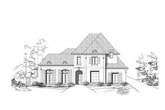 Exterior - Front Elevation for European House Plan #411-503 - 4 bed, 3.5 bath