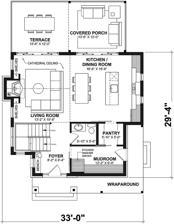 House Plan Design - Cottage Floor Plan - Main Floor Plan #23-2786