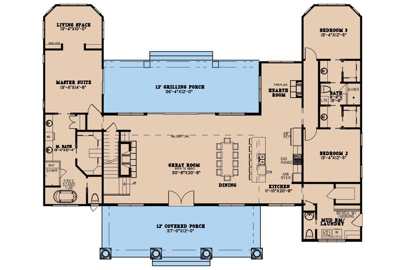 Dream House Plan - Floor Plan - Main Floor for Country House Plan #923-225 - 5 bed, 5.5 bath