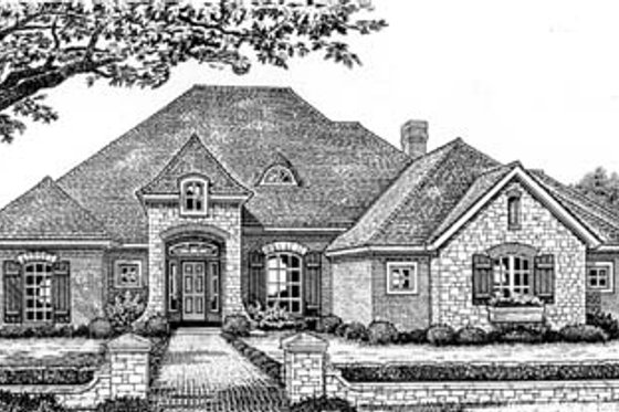 Exterior - Front Elevation for European House Plan #310-530 - 4 bed, 3 bath