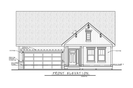 Exterior - Front Elevation 3 for Craftsman House Plan #20-2603 - 2 bed, 2 bath