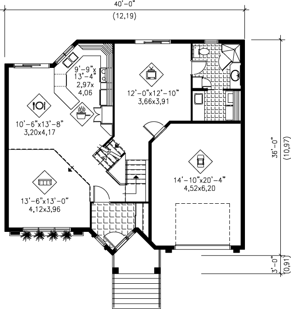 European Floor Plan - Main Floor Plan #25-334