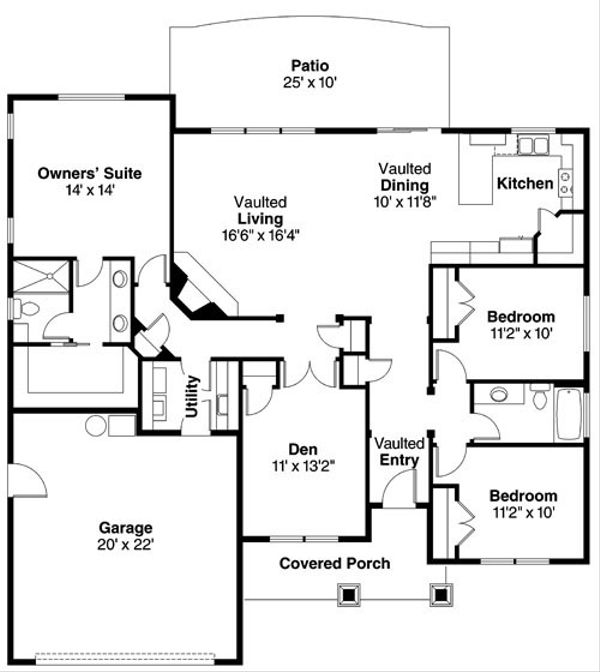 Home Plan - Craftsman Floor Plan - Main Floor Plan #124-745