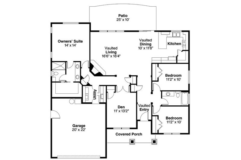 House Plan Design - Floor Plan - Main Floor for Craftsman House Plan #124-745 - 3 bed, 2 bath