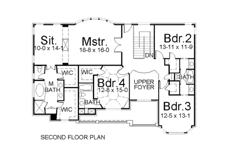 Dream House Plan - Floor Plan - Upper Floor for European House Plan #119-240 - 4 bed, 3.5 bath