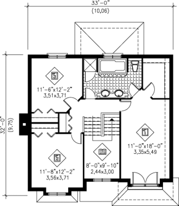 Colonial Floor Plan - Upper Floor Plan #25-4234