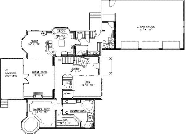 Architectural House Design - Traditional Floor Plan - Main Floor Plan #117-331