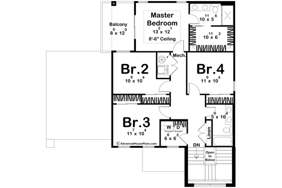 Floor Plan - Upper Floor for Modern House Plan #455-732 - 4 bed, 2.5 bath