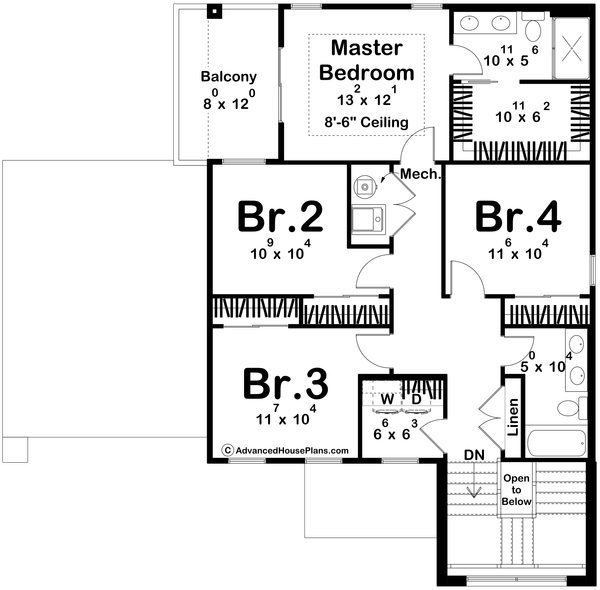 House Blueprint - Modern Floor Plan - Upper Floor Plan #455-732