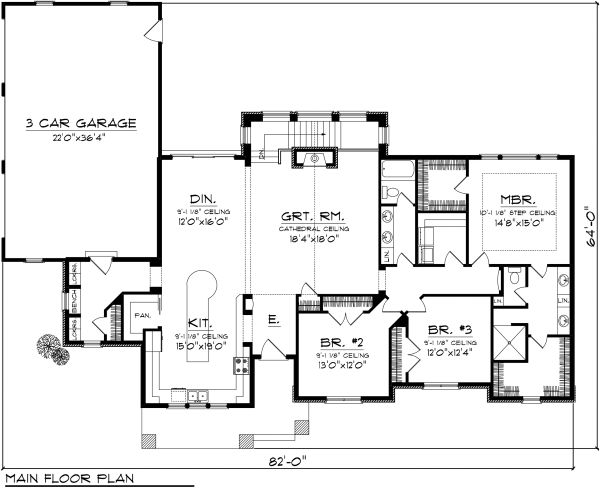Home Plan - Ranch Floor Plan - Main Floor Plan #70-1138