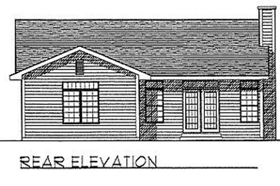 Exterior - Rear Elevation for Cottage House Plan #70-117 - 3 bed, 2 bath