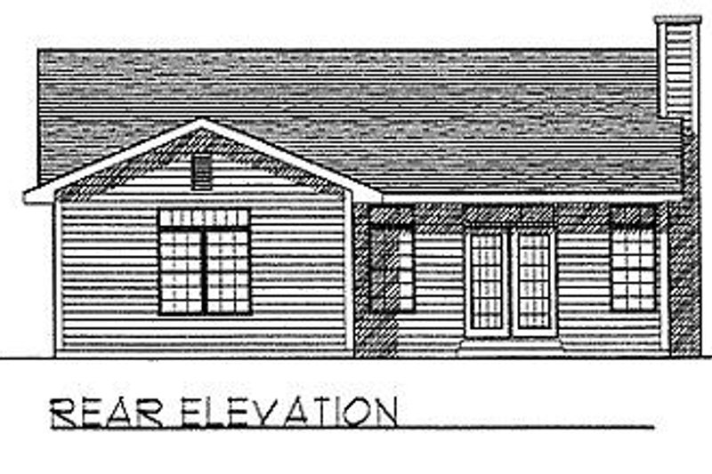 House Plan Design - Exterior - Rear Elevation for Cottage House Plan #70-117 - 3 bed, 2 bath