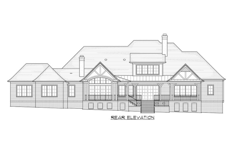 House Blueprint - Exterior - Rear Elevation for European House Plan #1054-93 - 4 bed, 4.5 bath