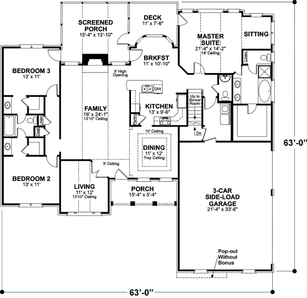 Southern Floor Plan - Main Floor Plan #56-236