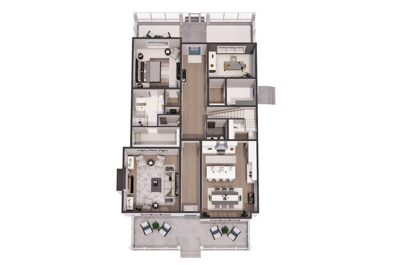 House Blueprint - Floor Plan - Main Floor 1 for Farmhouse House Plan #51-1276 - 4 bed, 3.5 bath