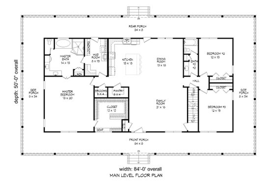 Floor Plan - Main Floor for Traditional House Plan #932-336 - 3 bed, 2 bath
