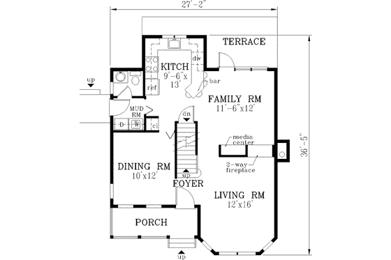 Floor Plan - Main Floor for Victorian House Plan #3-129 - 4 bed, 2.5 bath